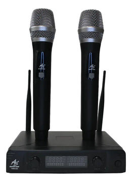 Microno Profesional Inalambrico Doble Uhf Recargable 30ch Color Negro