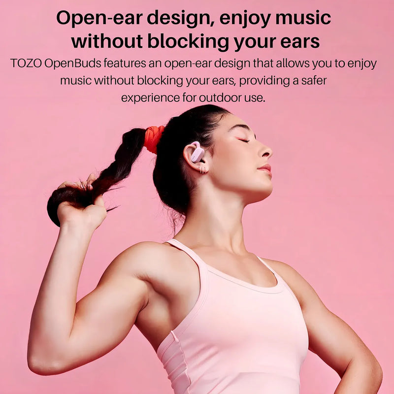 TOZO O2 OpenBuds Auriculares Inalámbricos Comodidad y Estilo para Cada Ocasión Color Rosado