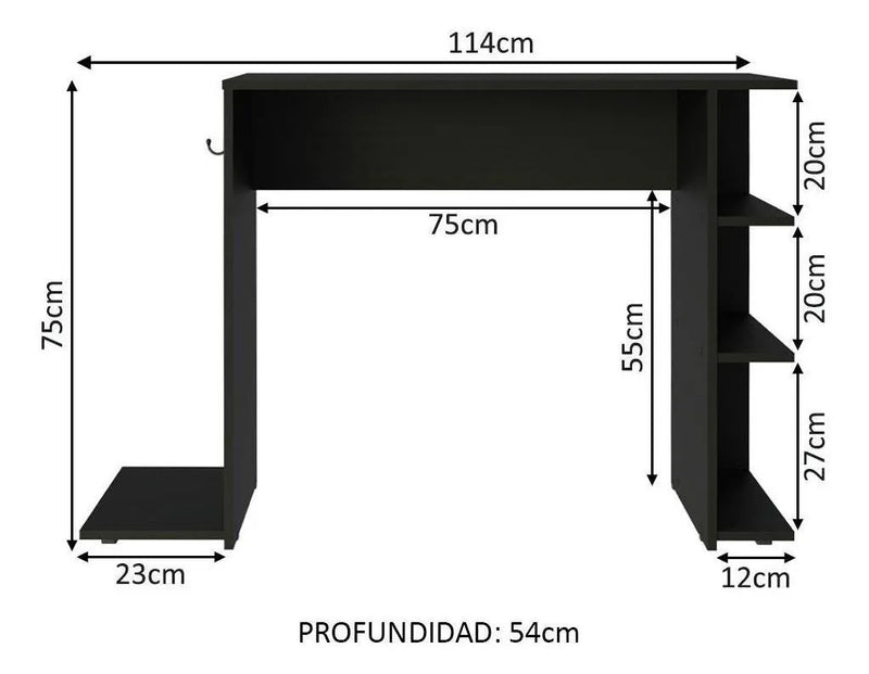 Escritorio Gamer Madesa 9414 Para Pc Y Consola Color Negro