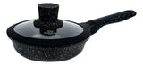 Sartén Antiadherente En Mármol Tapa De Vidrio 20cm Renahouse Color Negro
