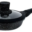 Sartén Antiadherente En Mármol Tapa De Vidrio 20cm Renahouse Color Negro