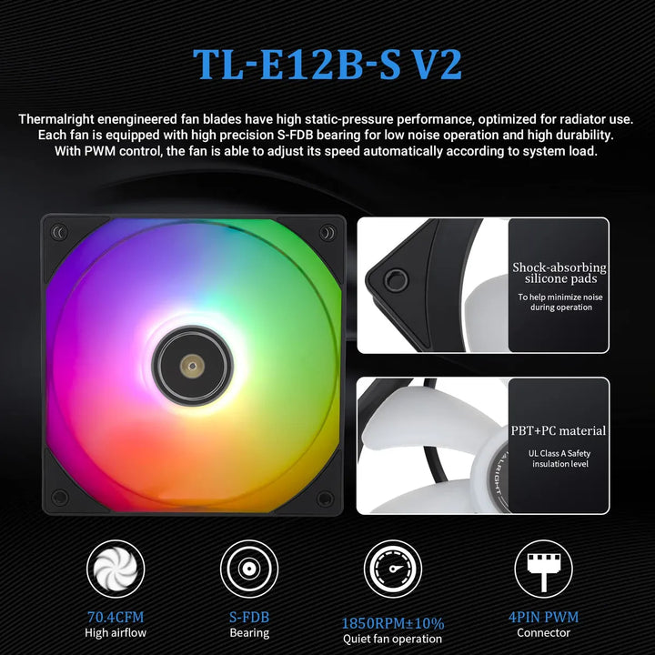 Thermalright Frozen Prism 240 Black Argb Enfriador Para Cpu Con Ventilador Argb De 4.724 In Lga1700/1150/1151/1200/2011