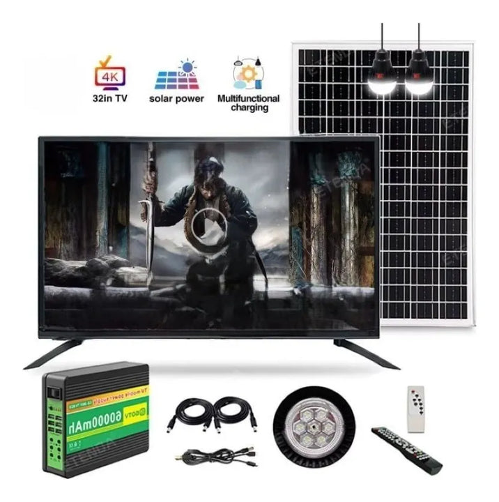 Televisor Solar 32 Pulgadas Con Batería 60000mah Con Panel