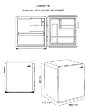 Minibar Marca Kalley Frost De 47 Litros Modelo K Mb47rn Negro