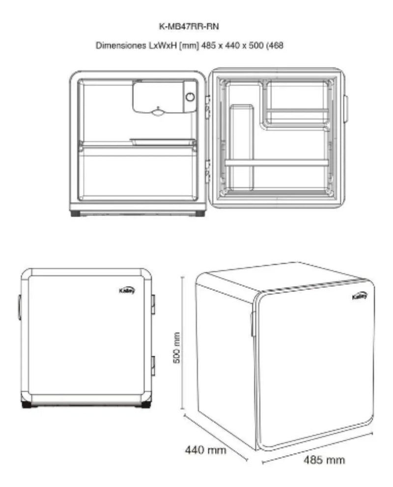 Minibar Marca Kalley Frost De 47 Litros Modelo K Mb47rn Negro