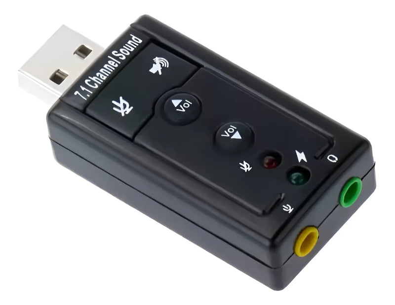 Tarjeta De Sonido Externa Usb 7.1 Adaptador Audio Microfono Color Negro