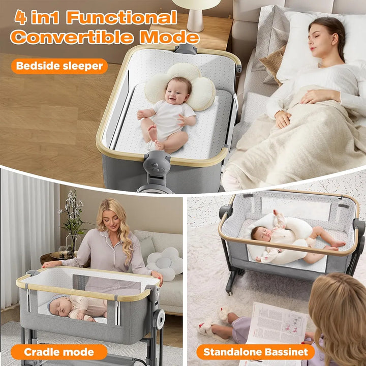 Cuna Lateral 4 En 1 Para Bebé Con Ruedas - Comodidad Y
