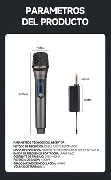 Microfono Gc W1 Dinamico Mano 1 Inalambrico Uhf Con Receptor