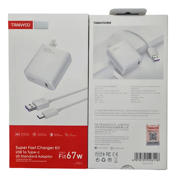 Cargador Celular Tipo C 67w Cable Carga Rápida Usb Teléfono Blanco
