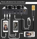 Kit Micrófono Condensador + Tarjeta Sonido Bluetooth V8 Negro