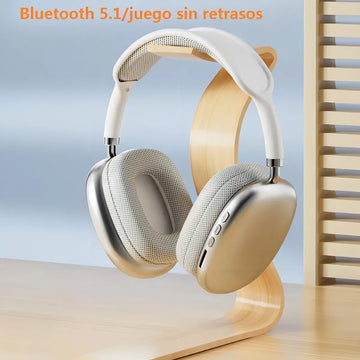 Auriculares Inalámbricos De Diadema Con Micrófono Bluetooth 400mah Plateado Diadema Xx Algodón Acolchado Orejeras Transpirables Rotación Libre