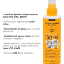 Protector solar infantil Isispharma Uveblock Uveblock Kids 50FPS en atomizador 200mL