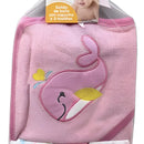 Salida De Baño Capucha +3 Toallitas Para Bebes Diseño Animal Rosa