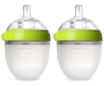 Comotomo biberón de silicona 150ml anticólico color verde 2 unidades