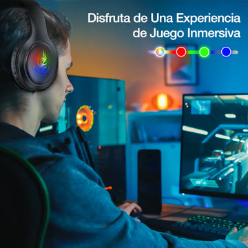 Audífonos Inalámbricos Bluetooth 1000mah Luz Rgb 1hora Negro