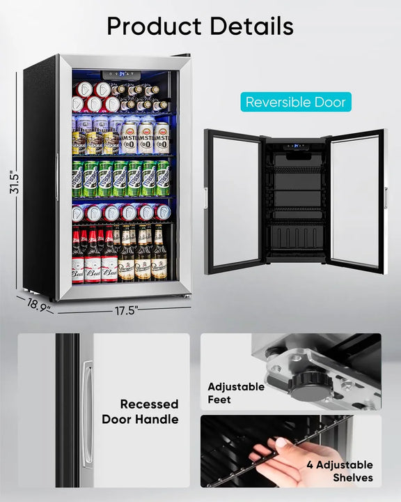 Refrigerador Mini Con Puerta De Vidrio 126 Latas Oficina Bar