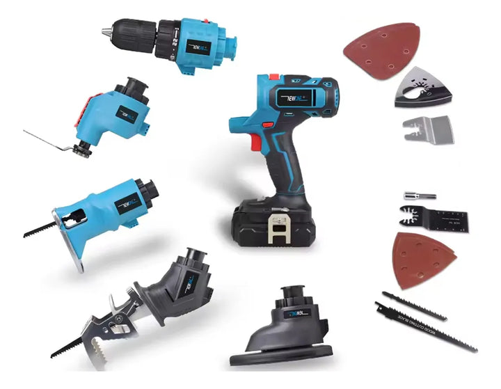 Taladro Inalambrico Intercambiables 5 Cabezas 2 Baterias 68v - Azul Petróleo