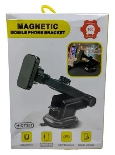 Holder Largo Adaptable Base Celular Carro Soporte Magnético Negro