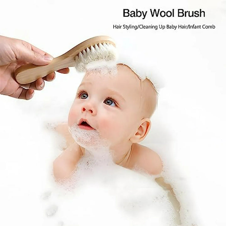 Cepillo De Pelo Para Bebé Con Mango De Madera Y Cerdas De Ca