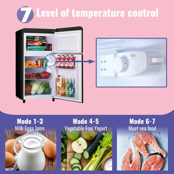Mini Refrigerador 3.5 Pies Cúbicos Doble Puerta Negro