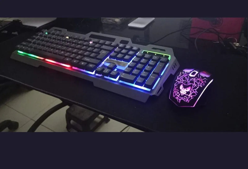 Teclado Mouse Gamer Retroiluminado Metalico Cmk 198 Color del teclado Negro
