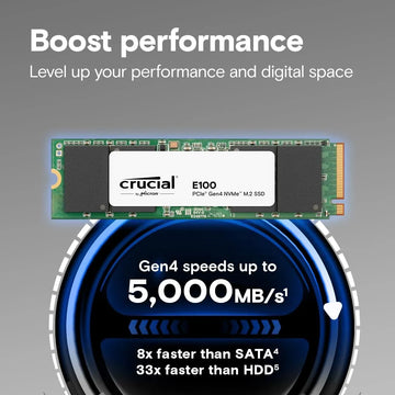 Unidad De Estado Solido Ssd M.2 1tb Crucial E100 Nvme Pcie 4 Negro