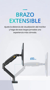 Soporte Ergonomico Monitor Grandes Pantallas Conector Usb Carbón Mate