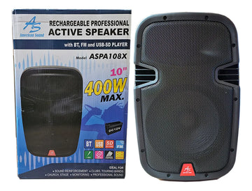 Cabina Recargable Américan Sound 10 Pulgadas Base+microfono Negro