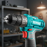 Taladro Inalámbrico Total 3/8 12v 2 Baterías + Maletín - Turquesa