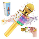 Microfono Inalambrico Karaoke Recargable Con Luz Led Color ! Color Amarillo