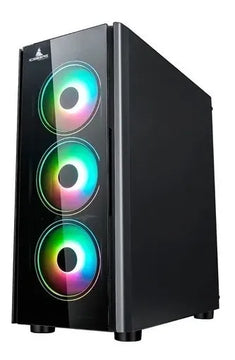 Caja Gabinete Iceberg Crystal G9 Atx - 4 Ventiladores Rgb Negro