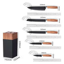 Set De Cuchillos Cocina 5 Pz En Madera Acero Inoxidable Marrón Claro