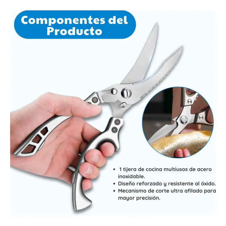 Tijeras De Acero Inoxidable Cocina Cortar Pollo Multiusos Plateado