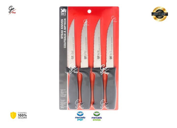 Juego De Cuchillos X4 De Mesa Leme Negro Acero Inoxidable