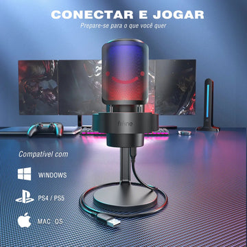 Micrófono dinámico Fifine A8 Gamer modelo color negro