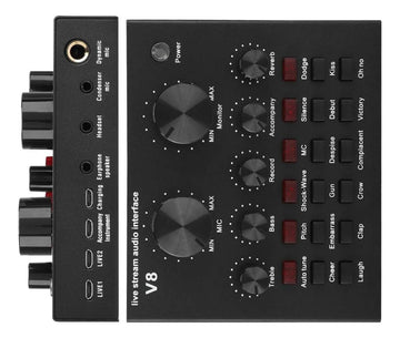Mezcladora Tarjeta Sonido V8 Audio Grabacion Efectos Interfa Negro