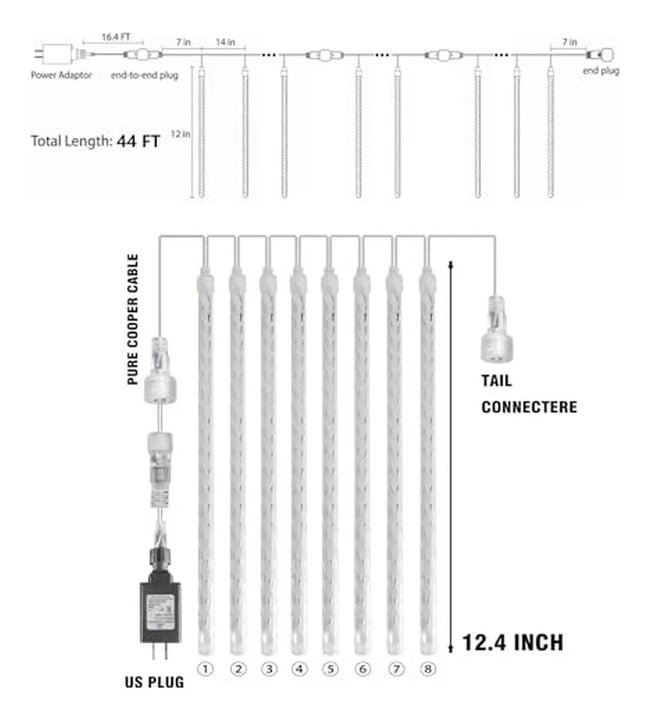Luces Navideñas Dazzle Bright 864 Led, Lluvia De Meteoros 11