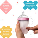 2 Biberónes Comotomo Cuello Ancho Fácil Limpieza 8oz Rosa
