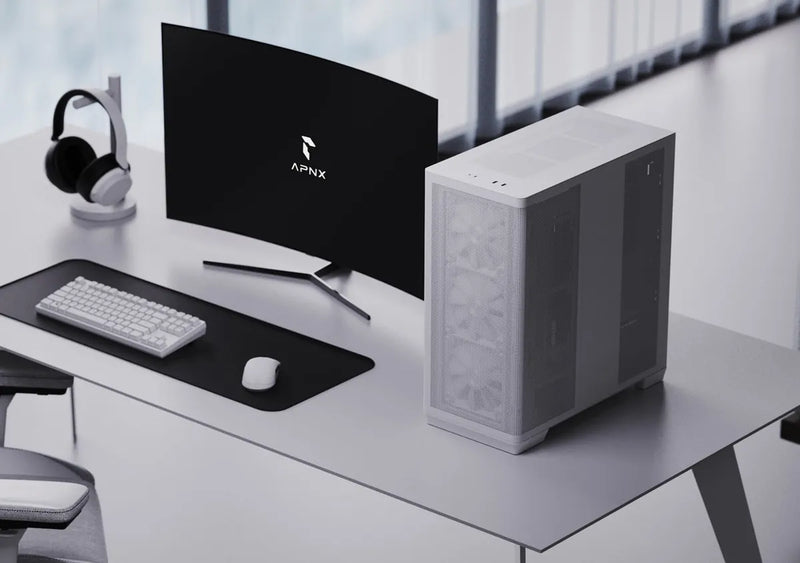 Gabinete Gamer Apnx C1 Blanco Maxima Calidad Alta Gama 4 Fan