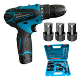 Taladro Inalámbrico Eléctrico Maletín 3 Baterías Azul Marino