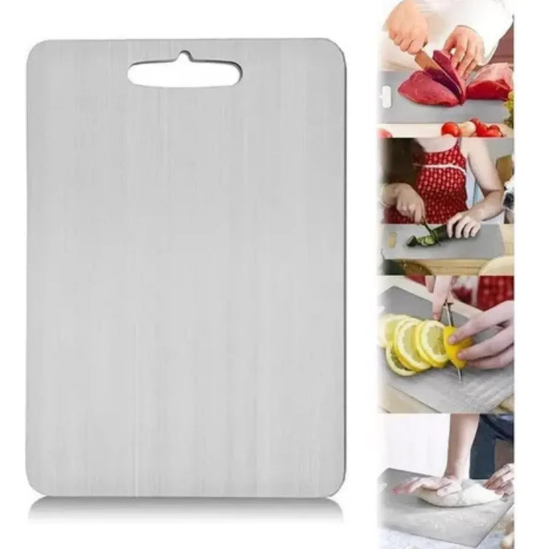 Tabla De Cortar Alimentos En Acero Inoxidable 23 Cm X 34cm Lisa Gris