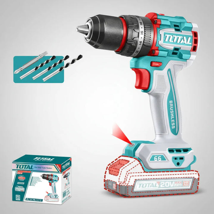 Taladro Percutor Atornillador 66nm Total 20v S/carbones Turquesa 50 Hz/ 60 Hz