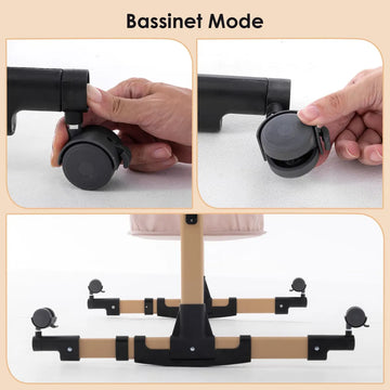 Cuna 3 En 1 Portátil Ajustable Para Bebé Color Beige Claro