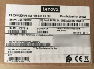 Fuente De Poder Lenovo Thinksystem 550w Platinium 7n67a00882