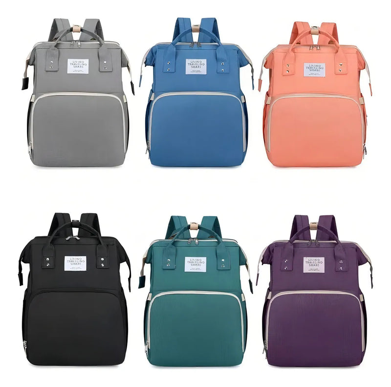 Mochila Bolso Maternal Bebé Cuna Gran Capacidad Impermeable Color Salmón