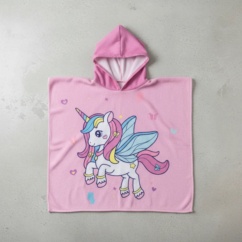 Toalla Con Capucha Poncho Niños Piscina Playa Natación Suave