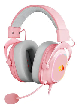 Auriculares gamer Redragon Gamer Zeus X H510-RGB rosa con luz LED
