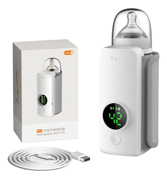 Calentador Tetero Biberones Portátil Inalámbrico Pantalla Blanco
