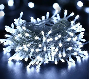 Luz Lineal Navidad Blanca 7 Mts 100 Bombillos Cable Blanco
