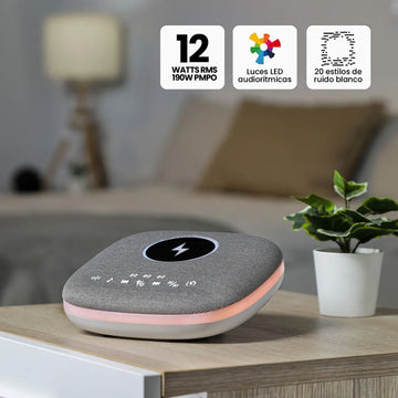 Parlante Recargable Fluss 12w Vta Con Ruido Blanco, Luces Le Color Gris